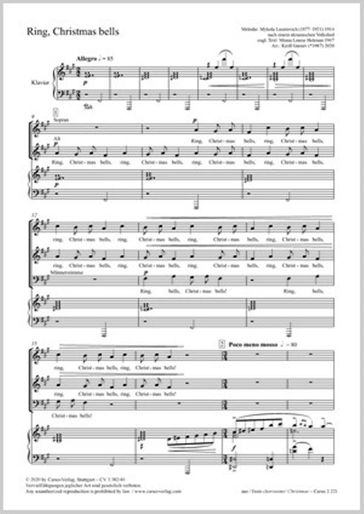 Kirill Gureev Mykola Leontovyc: Ring  Christmas bells: Mixed Choir: Vocal Score