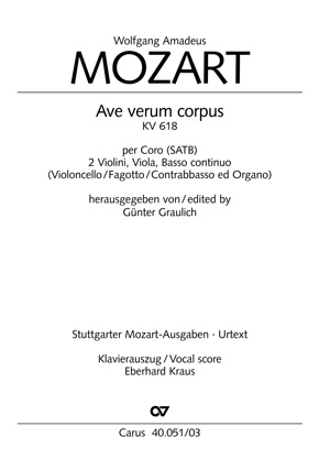 Wolfgang Amadeus Mozart: Ave Verum Corpus: SATB: Vocal Score