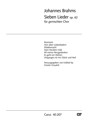Johannes Brahms: Sieben Lieder (Op. 62): Mixed Choir: Vocal Score