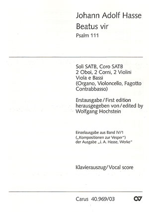 Johann Adolf Hasse: Beatus vir: SATB: Vocal Score