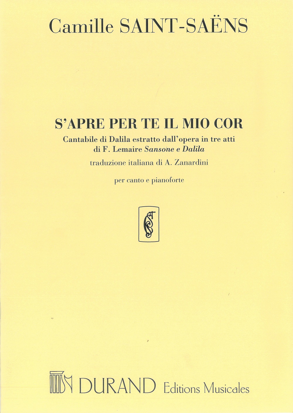 Camille Saint-Saëns: S'Apre per te il moi cor - Cantabile di Dalida: Vocal and