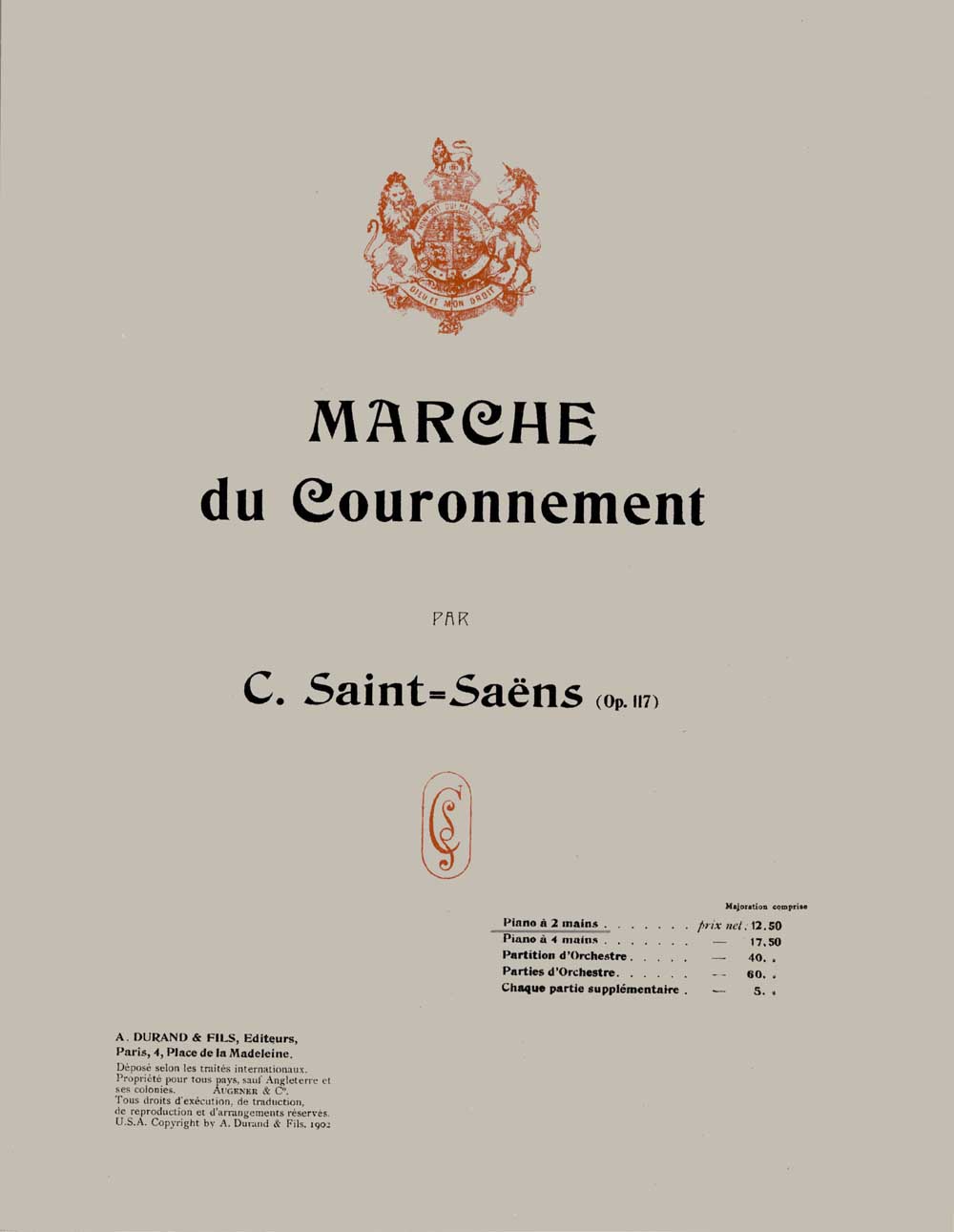 Camille Saint-Sans: Marche du Couronnement opus 117: Piano Solo: Instrumental