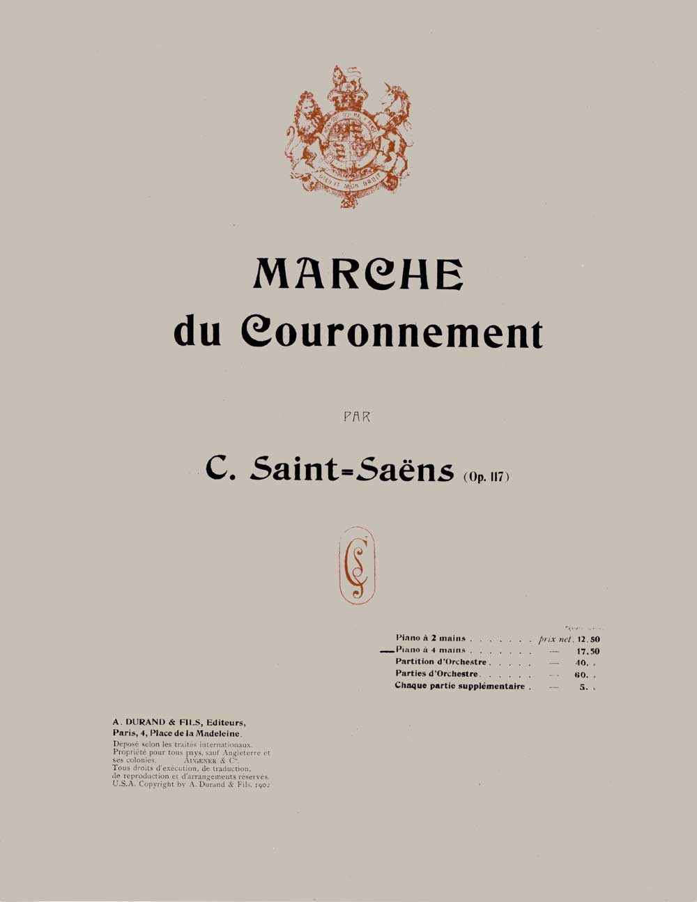 Camille Saint-Saëns: Marche du Couronnement opus 117: Piano 4 Hands: