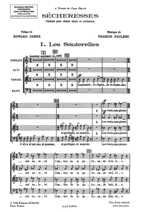 Francis Poulenc: Scheresses: SATB: Vocal Score
