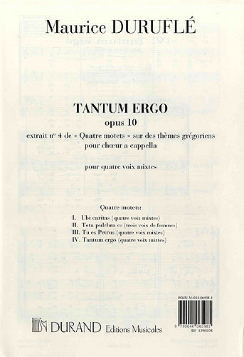 Maurice Durufl: Quatre Motets: Tantum Ergo Op.10 N.4: SATB: Vocal Score