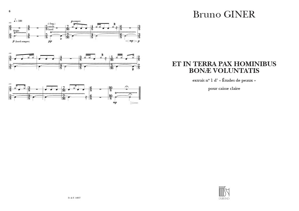 Bruno Giner: Etude De Peaux N 1: Snare Drum