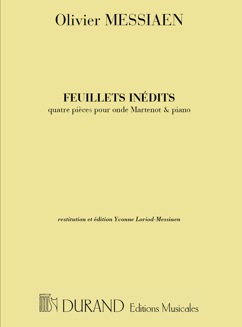Olivier Messiaen: Feuillets Inedits4 Pieces Pour Onde: Electronics