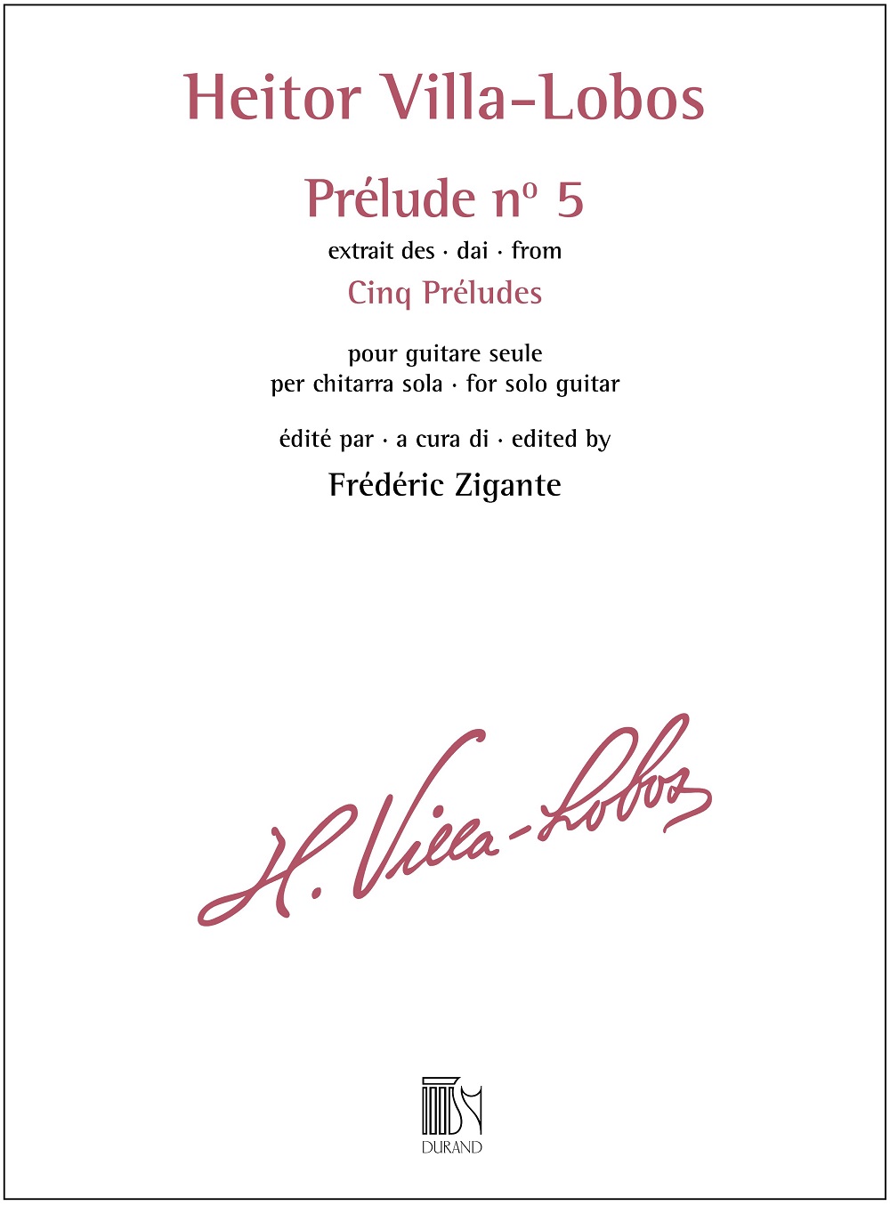 Heitor Villa-Lobos: Prlude n 5 - extrait des Cinq Prludes: Guitar: