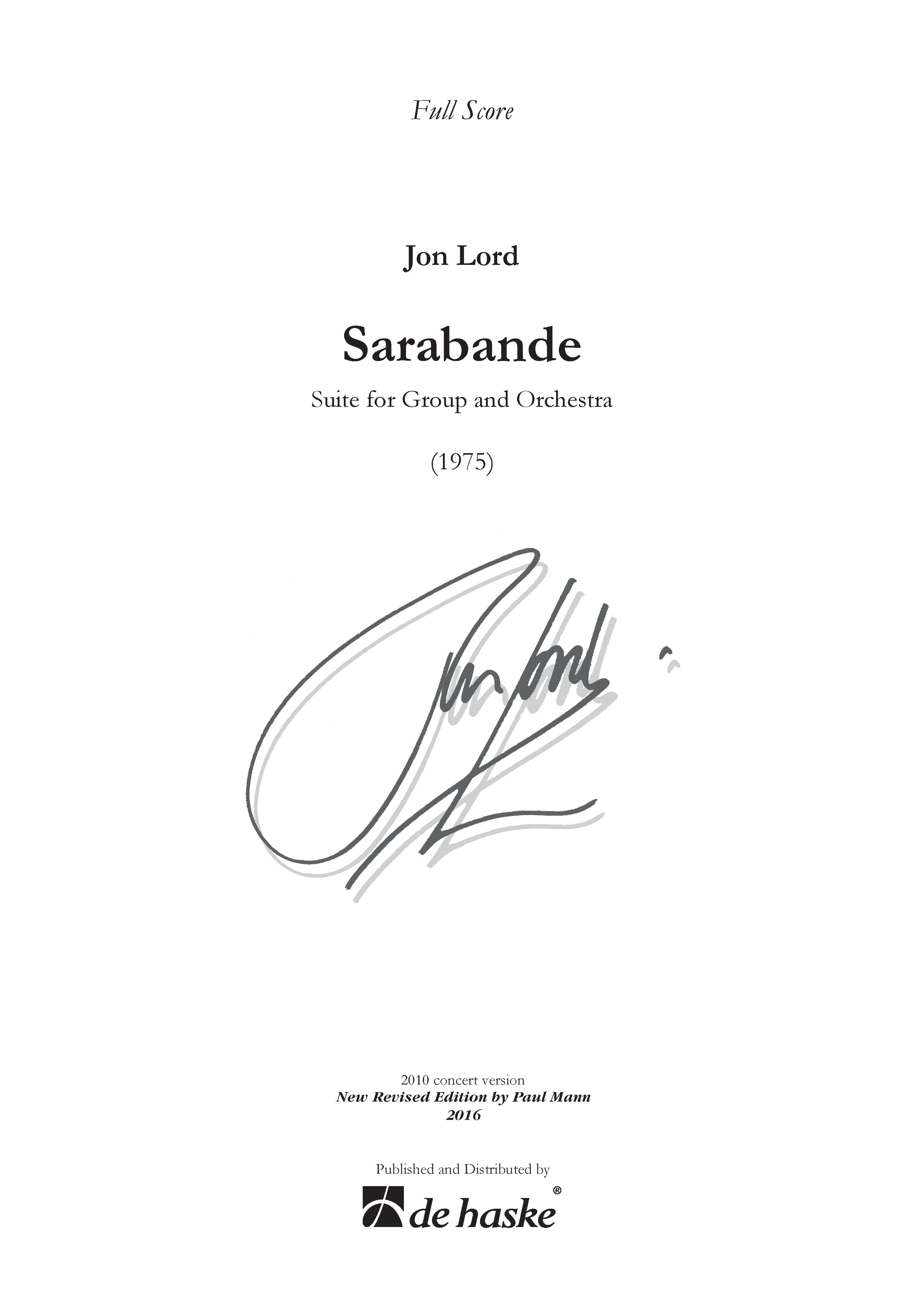 Jon Lord: Sarabande: Orchestra: Score