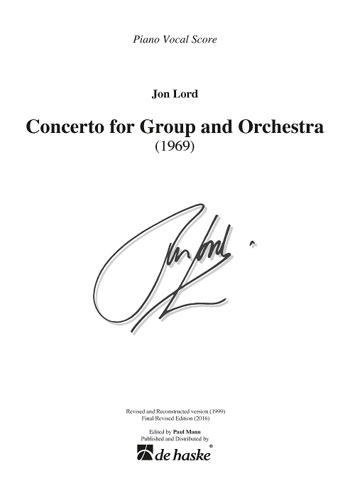 Jon Lord: Concerto for Group and Orchestra: Ensemble: Score