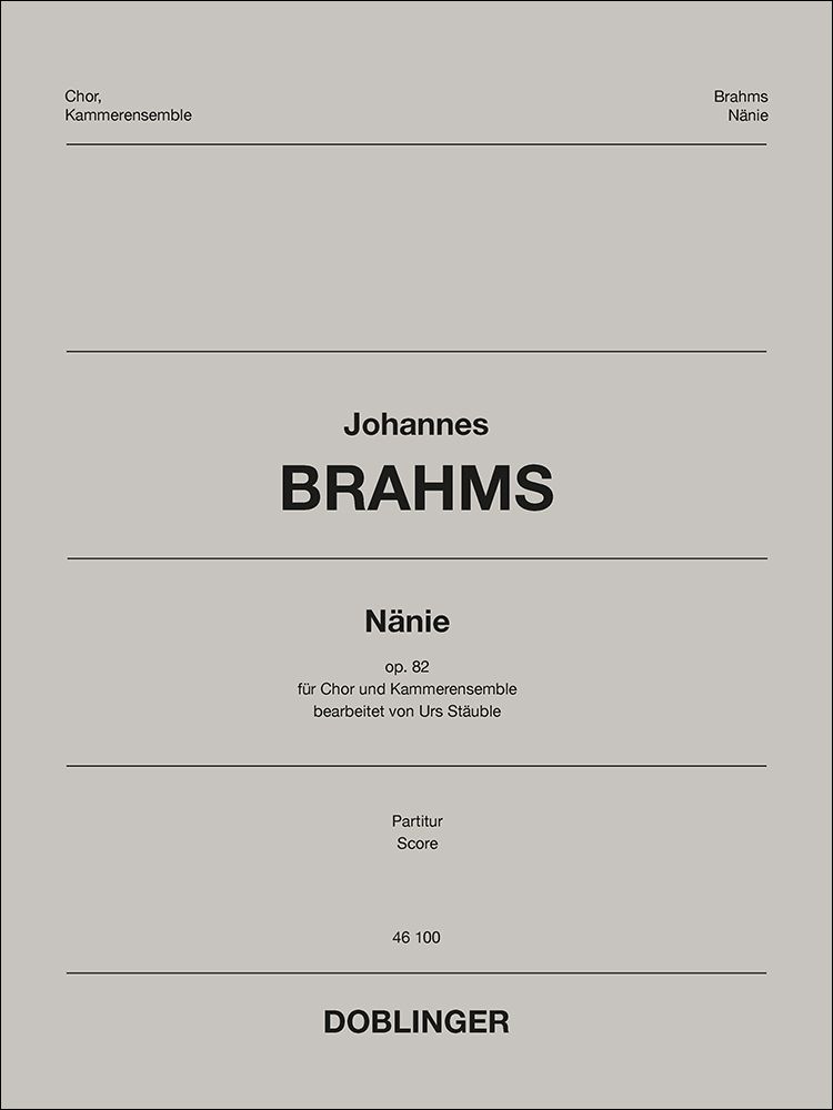 Johannes Brahms: Nanie: Mixed Choir and Accomp.: Score