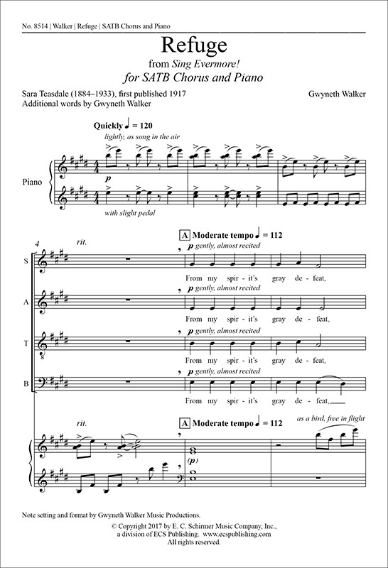Gwyneth Walker Sara Teasdale: Refuge: Mixed Choir: Vocal Score