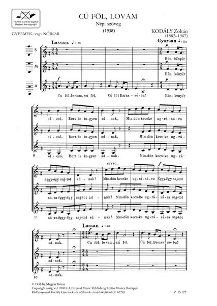 Zoltn Kodly: C  fl lovam: Mixed Choir: Vocal Score