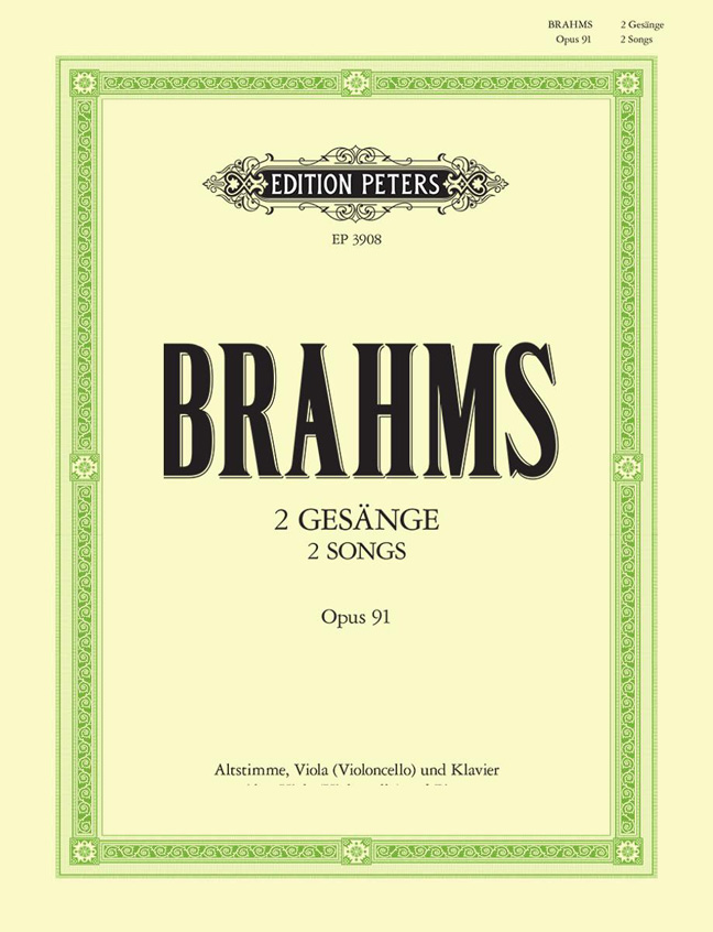 Johannes Brahms: 2 Songs Op.91 For Alto Voice  Viola & Piano: Voice: Vocal Work