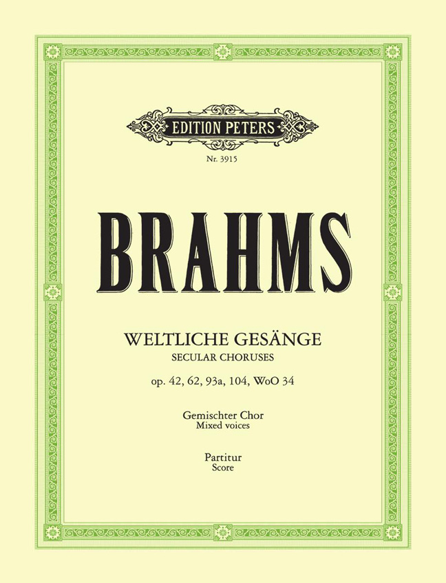 Johannes Brahms: 35 Secular Choruses: Mixed Choir: Vocal Score