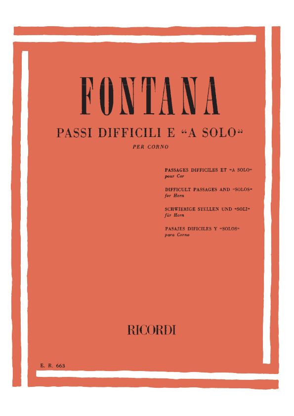 Carlo Fontana: Passi Difficili E A Solo: French Horn