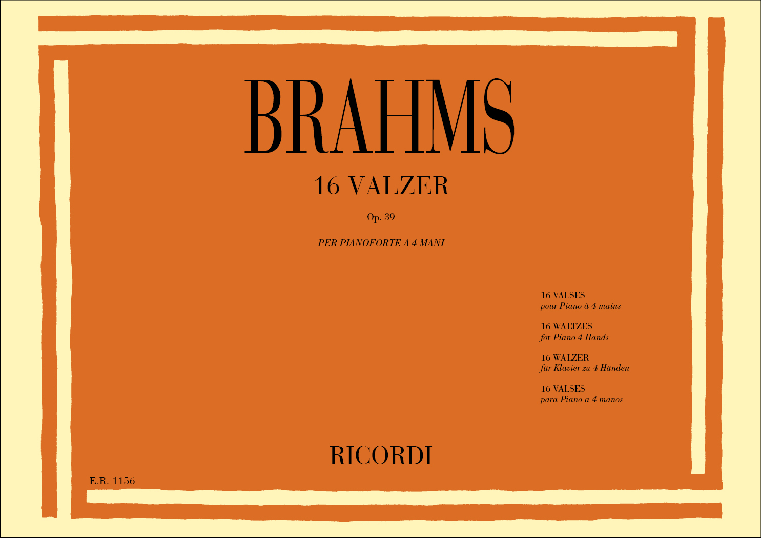 Johannes Brahms: 16 Valzer Op. 39: Piano Duet