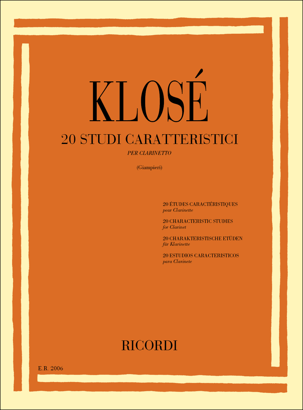 Hyacinthe-El�onore Klos�: 20 Studi Caratteristici: Clarinet
