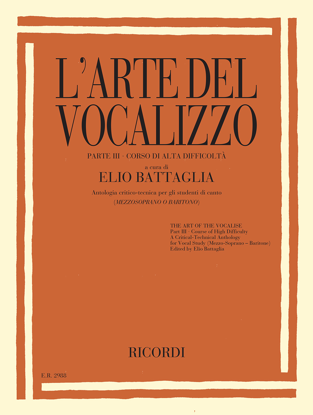 Elio Battaglia: L'Arte Del Vocalizzo (Mezzo- or Baritone) Part III: Medium Voice