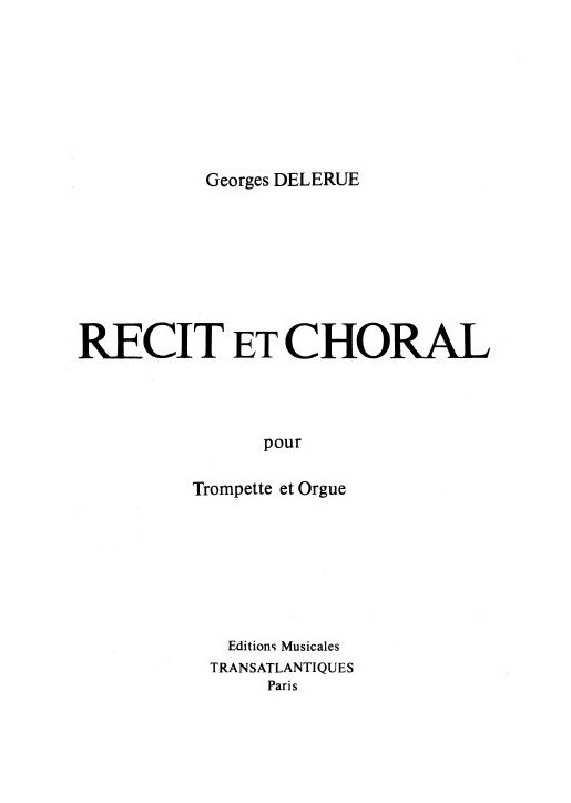 Georges Delerue: Recit Et Choral: Trumpet