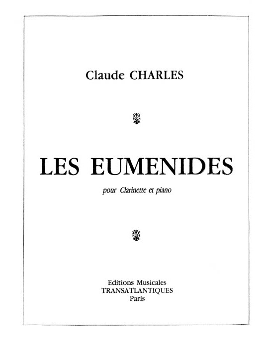 Claude Charles: Euménides: Clarinet & Piano: Instrumental Work