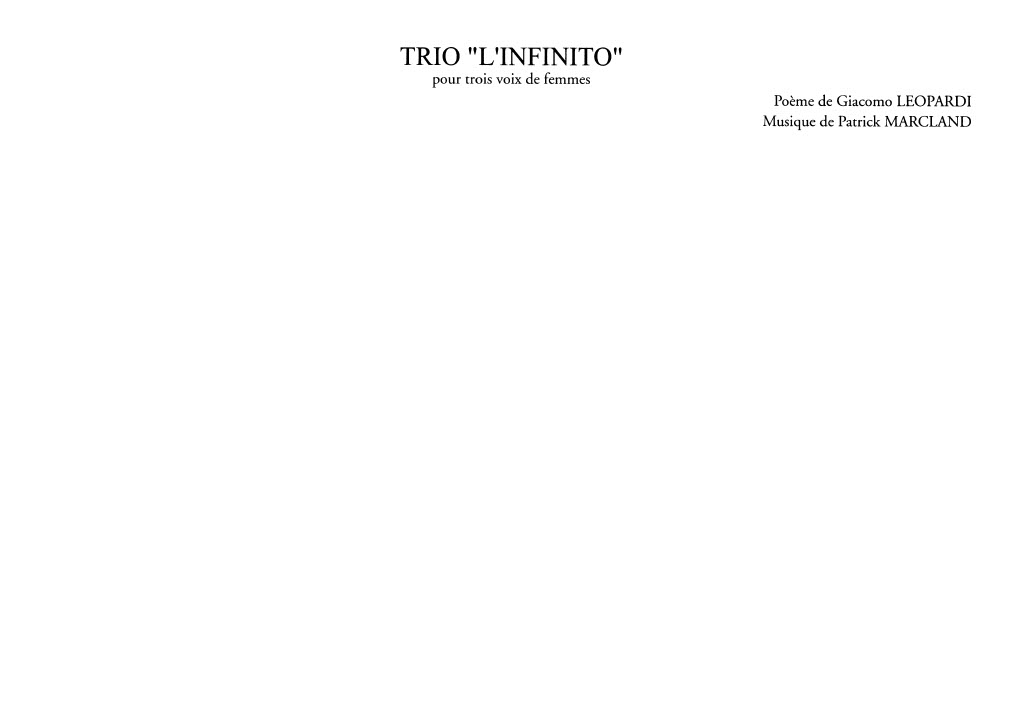 Patrick Marcland: Trio L'Infinito