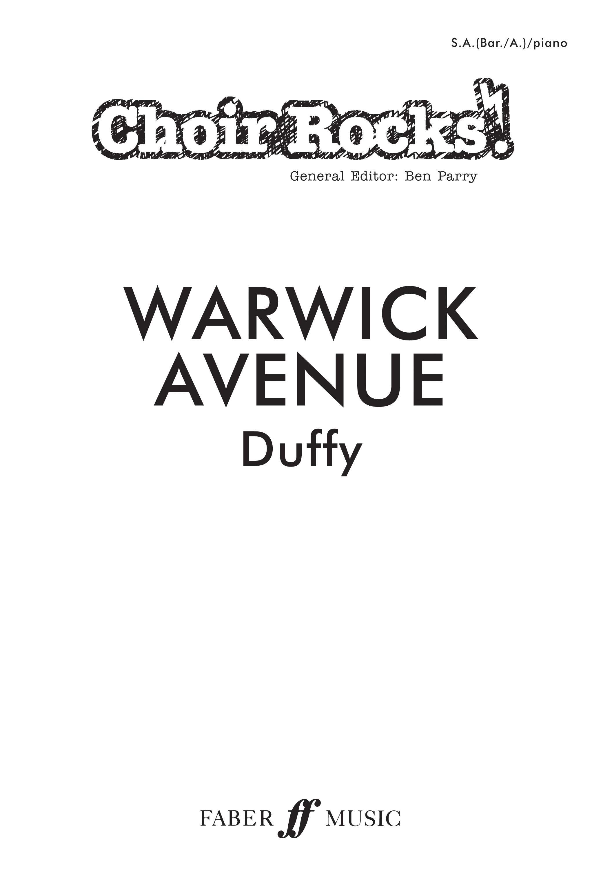 Warwick Avenue: SAB: Vocal Score
