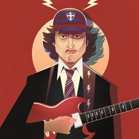 Pop Art Icons Angus Young Card: Greetings Card
