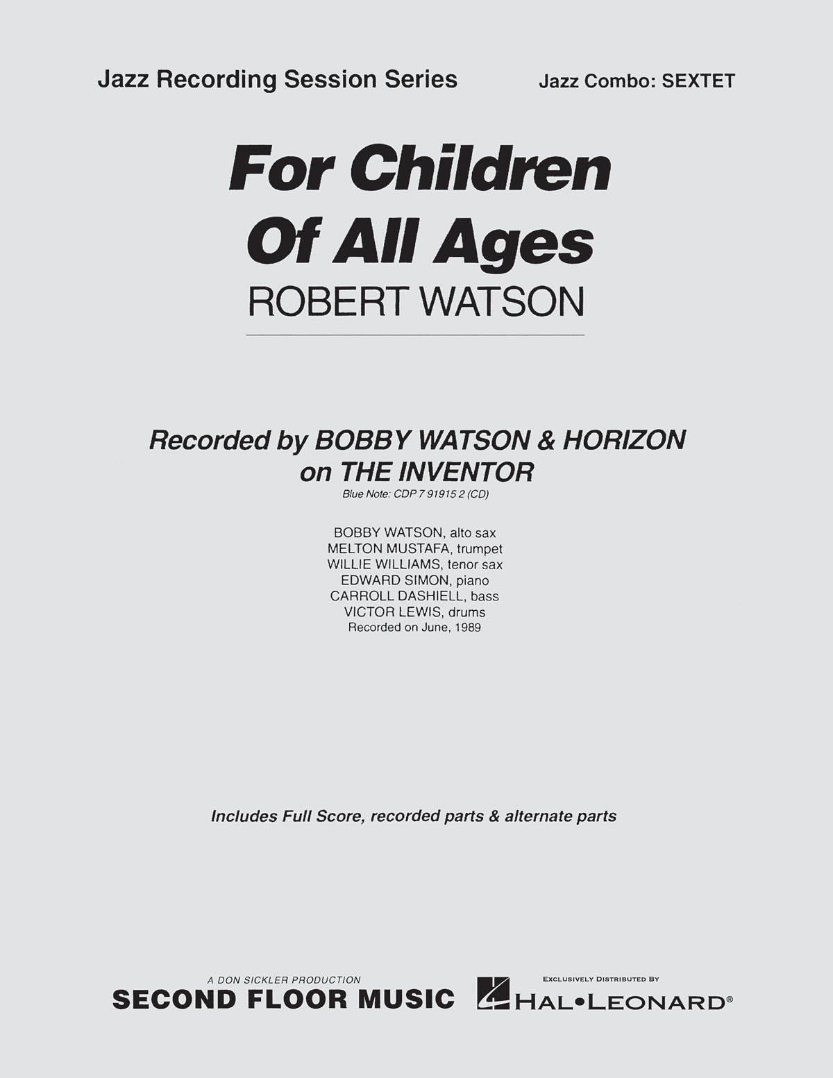Robert Watson: For Children of All Ages: Jazz Ensemble: Score