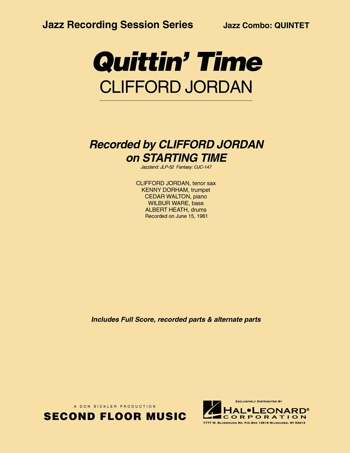 Clifford Jordan: Quittin' Time: Jazz Ensemble: Score