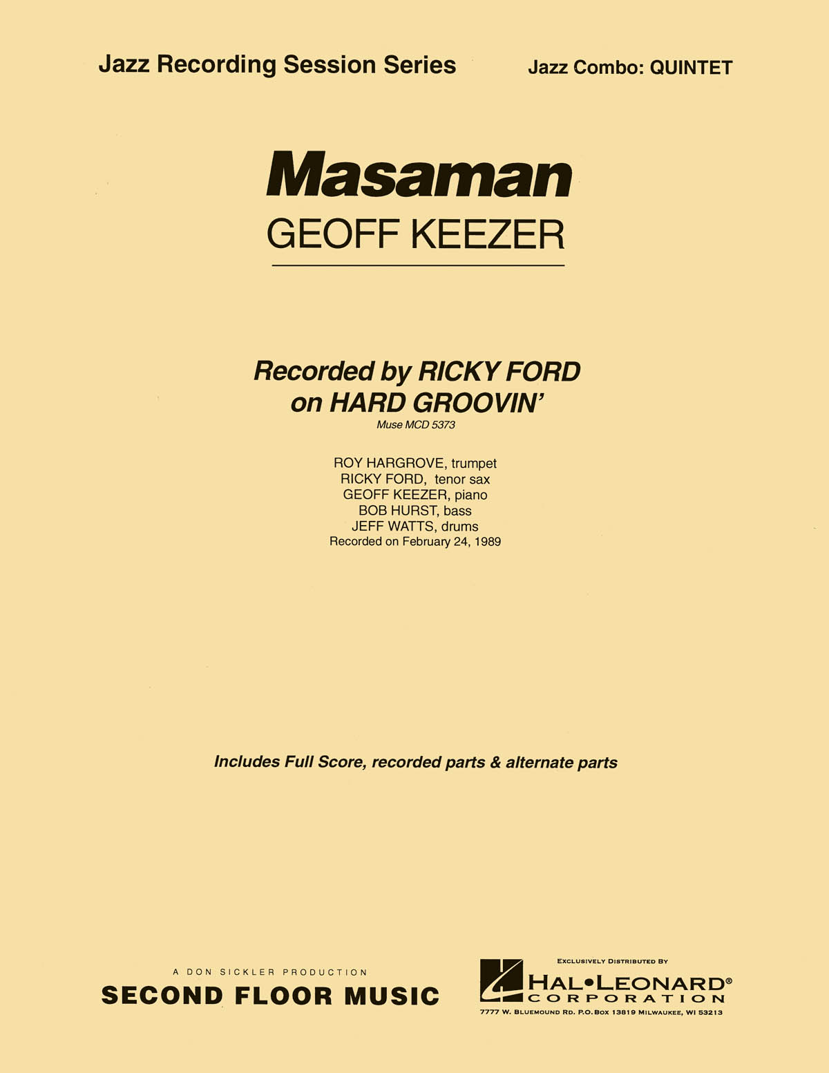 Geoff Keezer: Masaman: Jazz Ensemble: Score & Parts