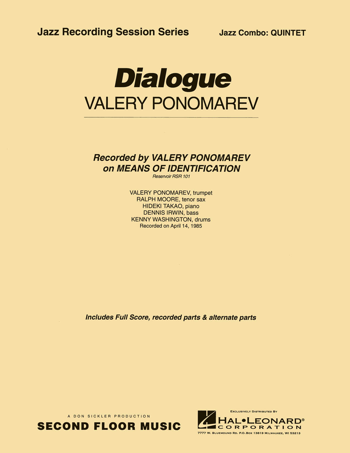 Valery Ponomarev: Dialogue: Jazz Ensemble: Score