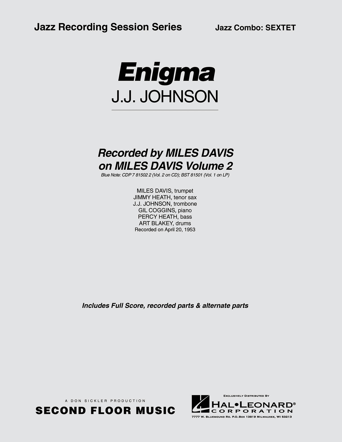 JJ Johnson: Enigma: Jazz Ensemble: Score & Parts