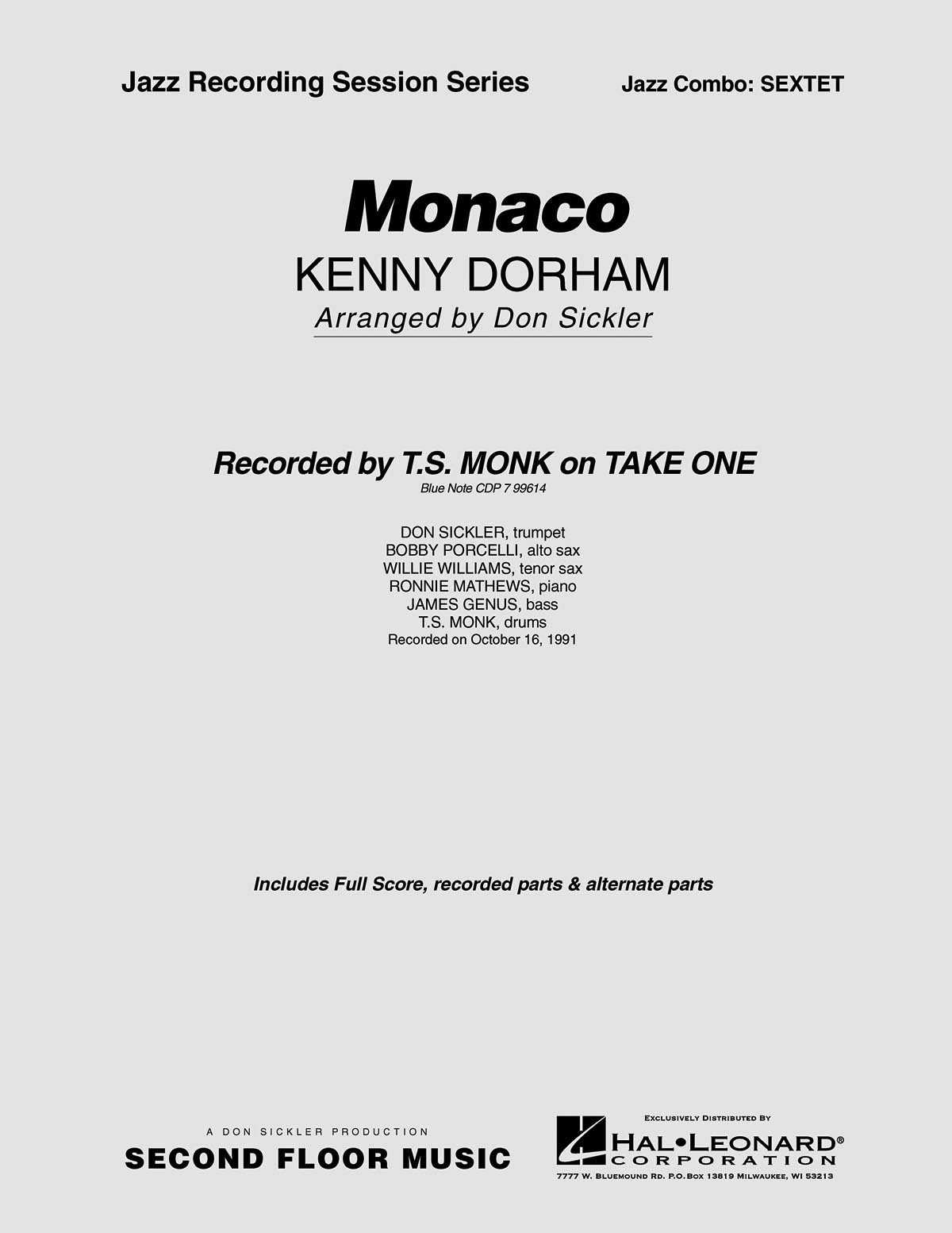 Kenny Dorham: Monaco: Jazz Ensemble: Score & Parts
