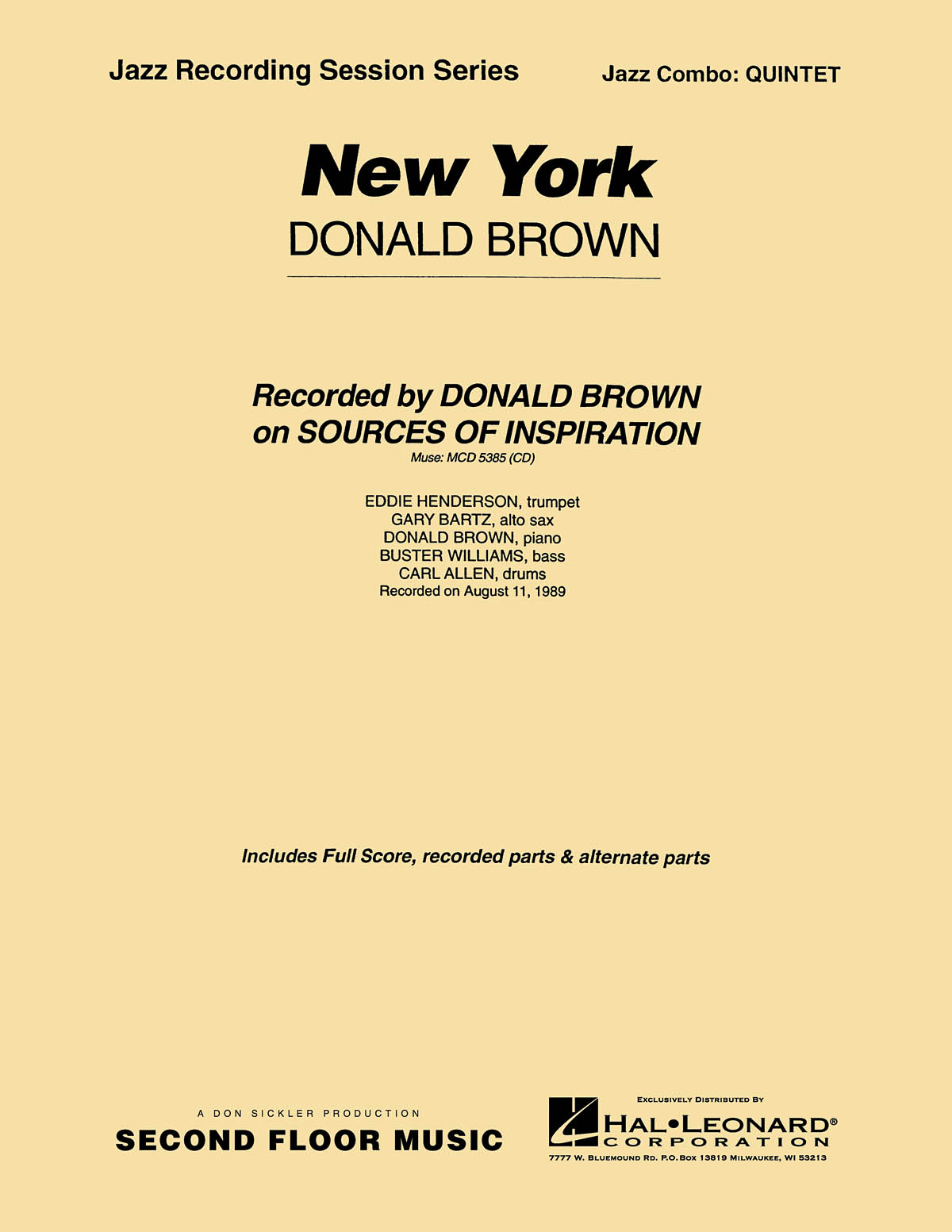 Donald Brown: New York: Jazz Ensemble: Score & Parts