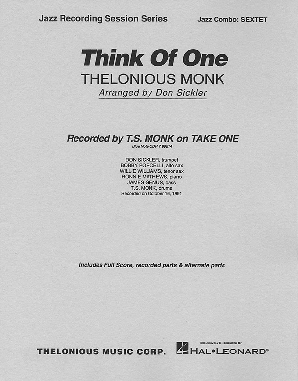 Thelonious Monk: Think of One: Jazz Ensemble: Score & Parts