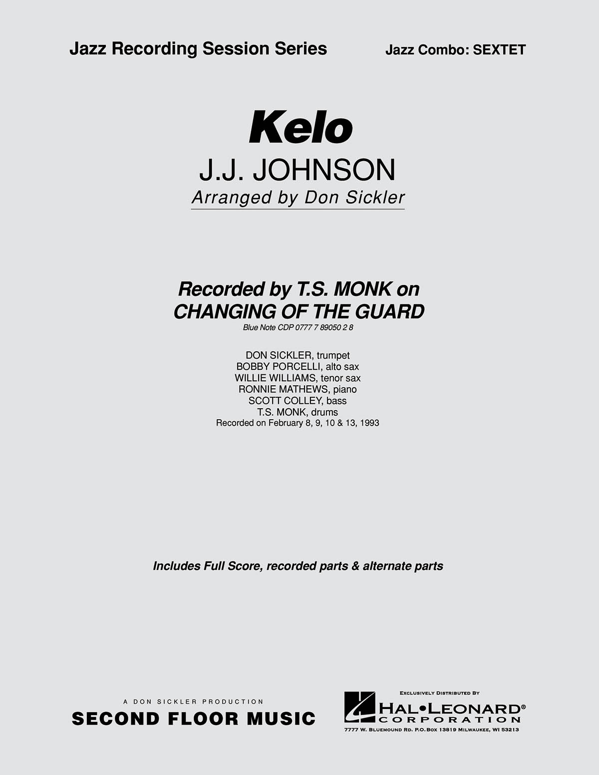 JJ Johnson: Kelo: Jazz Ensemble: Score & Parts