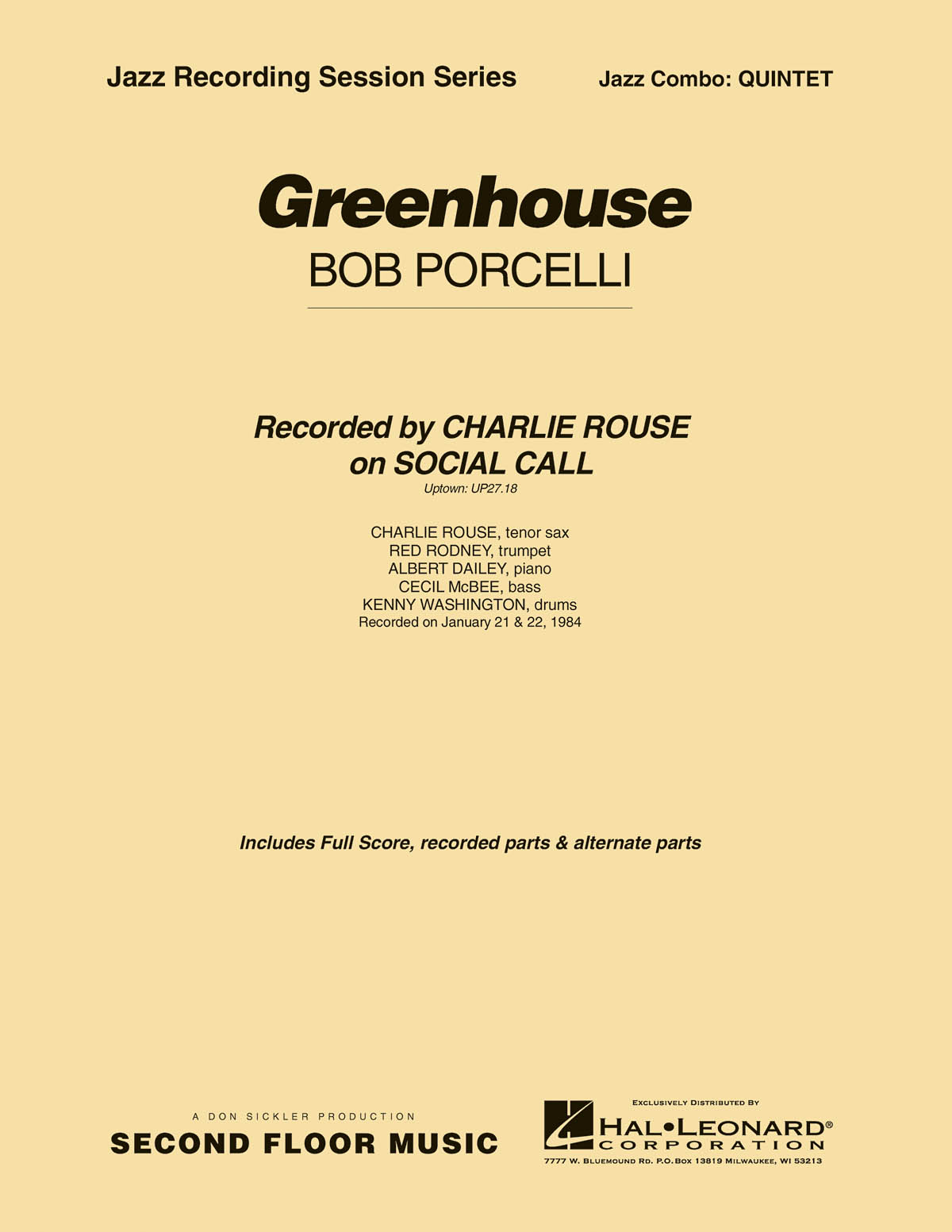 Bob Porcelli: Greenhouse: Jazz Ensemble: Score