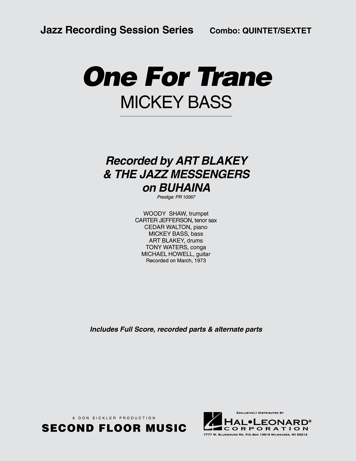 Mickey Bass: One for Trane: Jazz Ensemble: Score & Parts