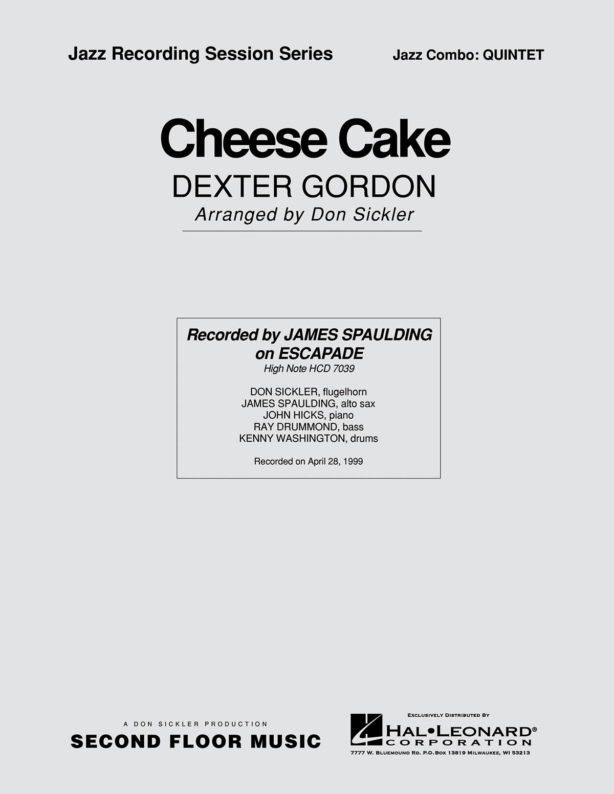 Dexter Gordon: Cheesecake: Jazz Ensemble: Score & Parts