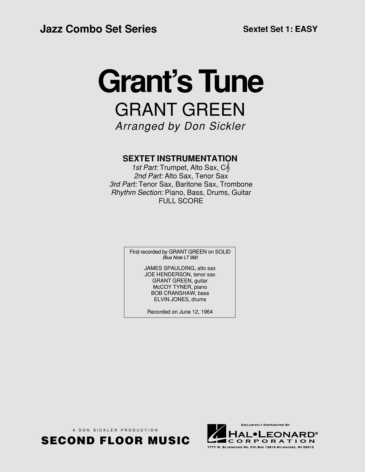 Grant Green: Grant's Tune: Jazz Ensemble: Score & Parts