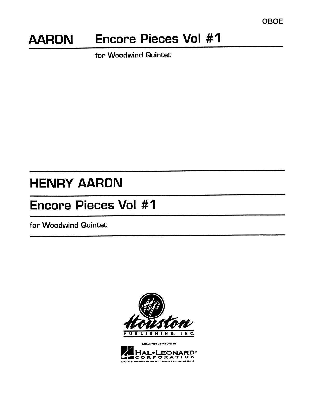 Encore Pieces for Woodwind Quintet  Vol. 1 - Oboe: Woodwind Ensemble: Part