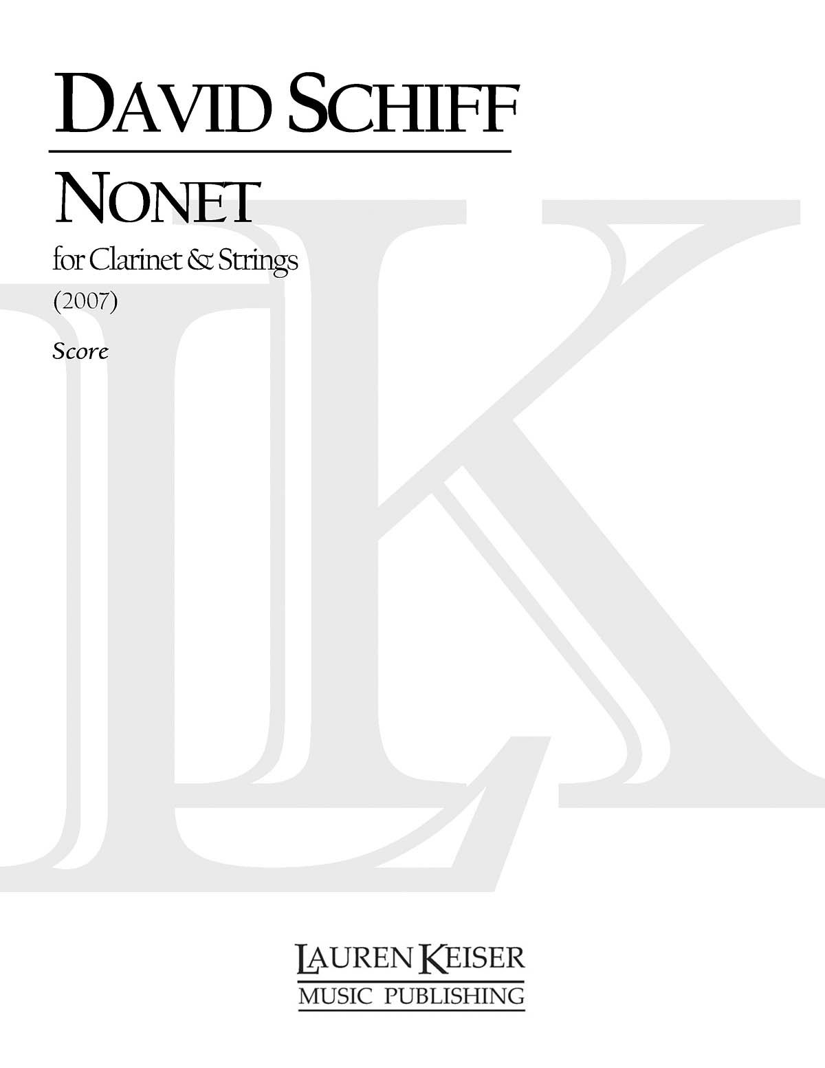 David Schiff: Nonet: Chamber Ensemble: Score