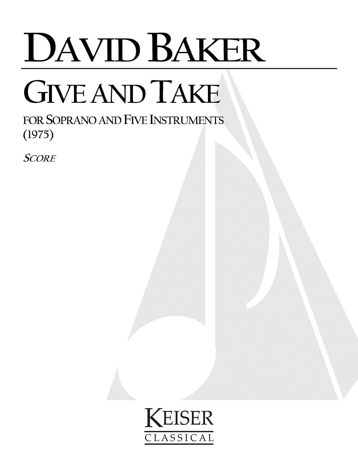 David Baker: Give and Take: Vocal Solo: Vocal Collection