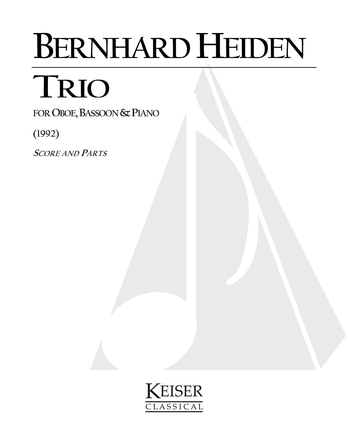 Bernhard Heiden: Trio for Oboe  Bassoon and Piano: Chamber Ensemble: Score &