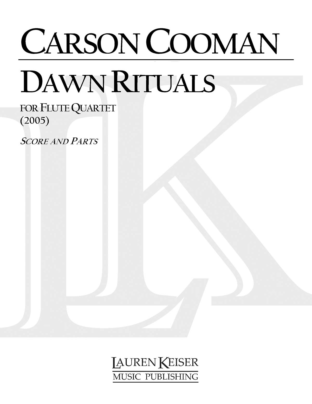 Carson Cooman: Dawn Rituals: Flute Ensemble: Score & Parts