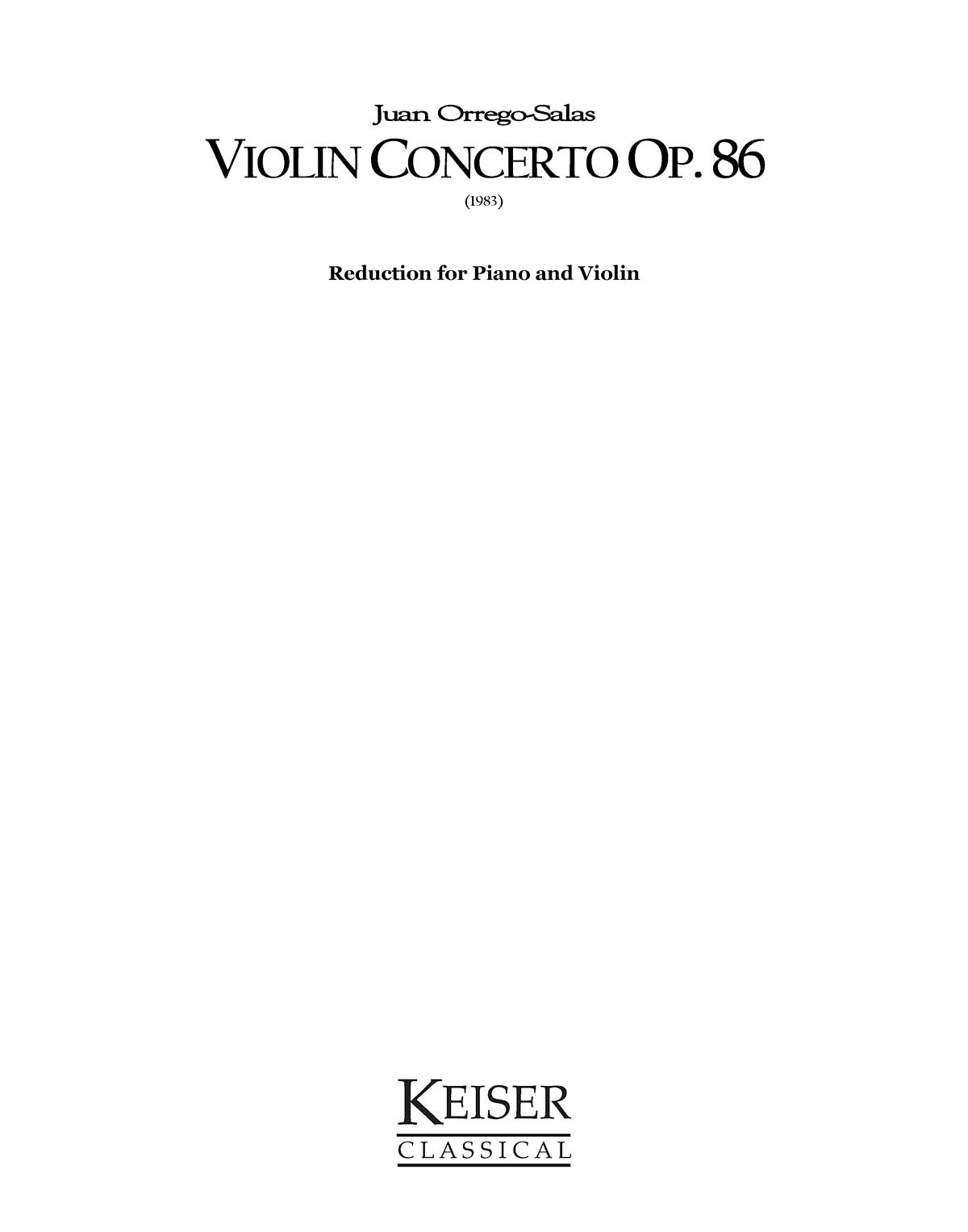 Juan Orrego-Salas: Violin Concerto  Op. 86 (Piano Reduction): Violin Solo: