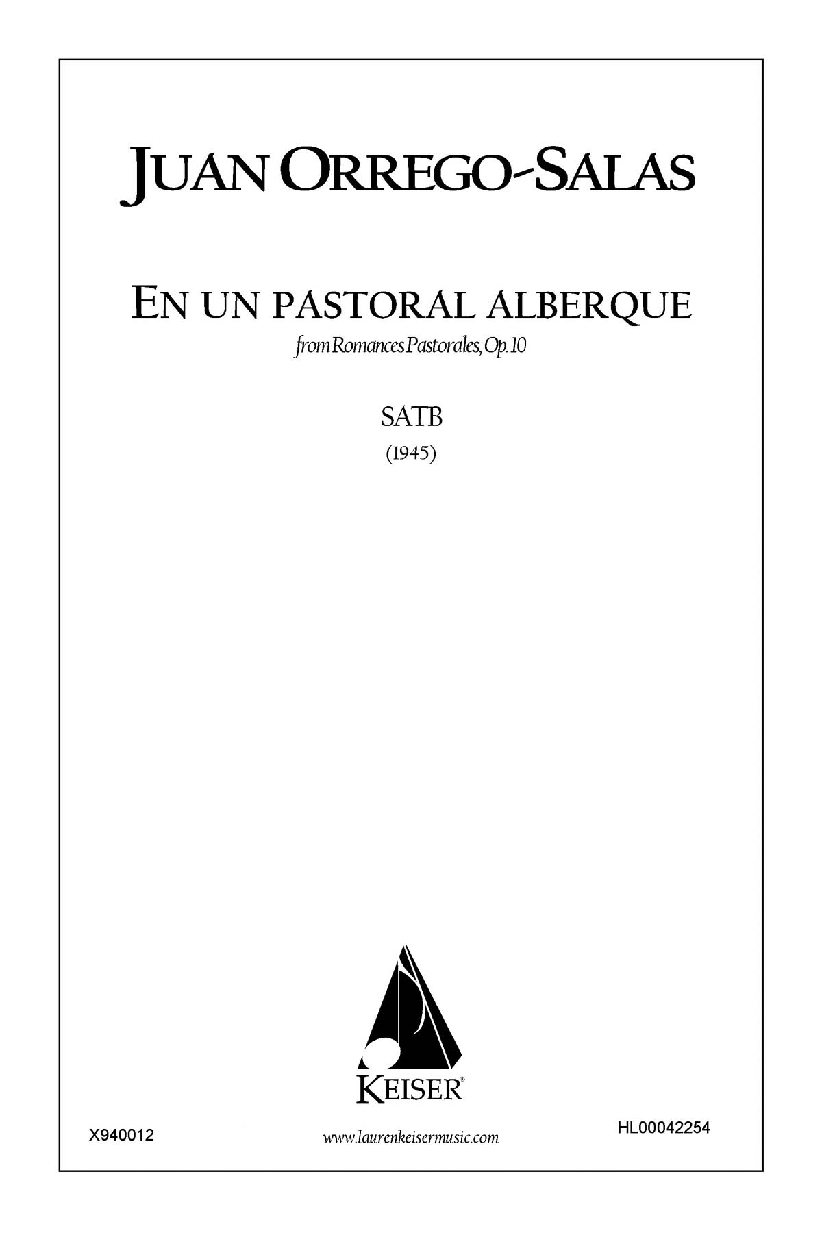 Juan Orrego-Salas: En Un Pastoral Albergue: Mixed Choir a Cappella: Vocal Score