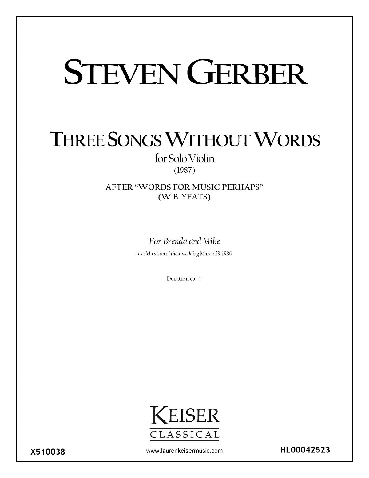 Steven R. Gerber: Three Songs Without Words: Instrumental Album