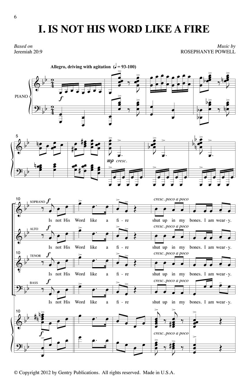 Rosephanye Powell: The Cry of Jeremiah: Mixed Choir and Piano/Organ: Score